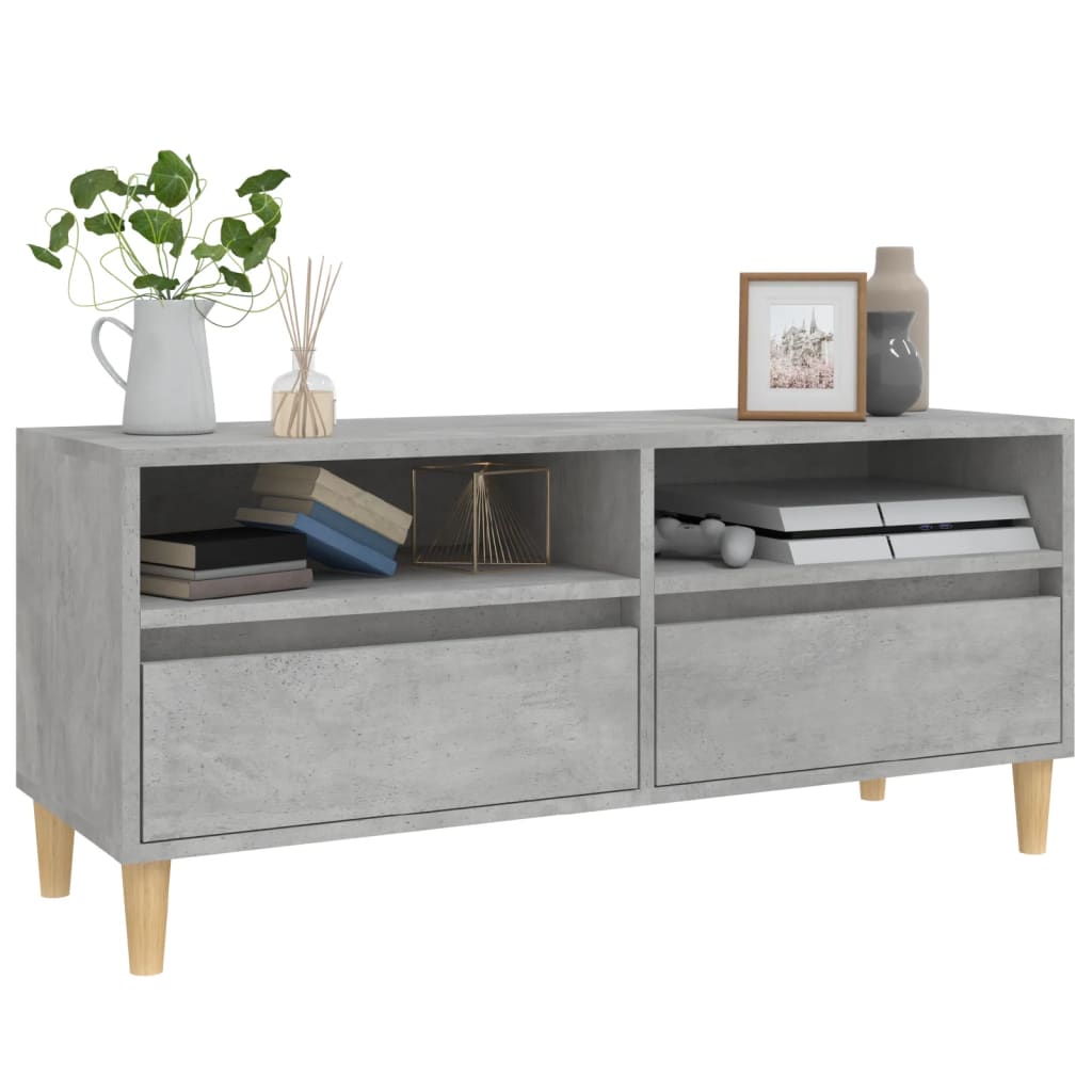 vidaXL Meuble TV gris béton 100x34,5x44,5 cm bois d'ingénierie - Image 4
