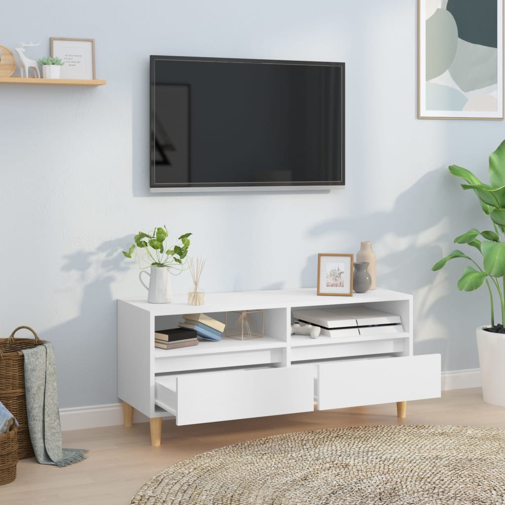 vidaXL Mueble para TV madera contrachapada blanco 100x34,5x44,5 cm - Image 3