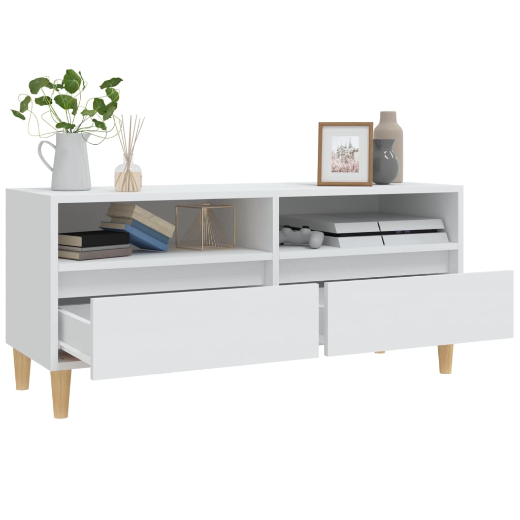 vidaXL Mueble para TV madera contrachapada blanco 100x34,5x44,5 cm - Image 5