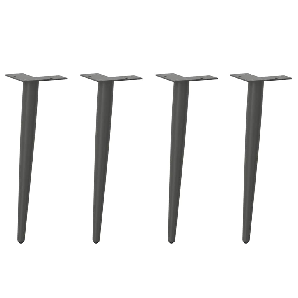 vidaXL Patas cónicas para mesa de centro (4 unidades), antracita, 30-31 cm, acero