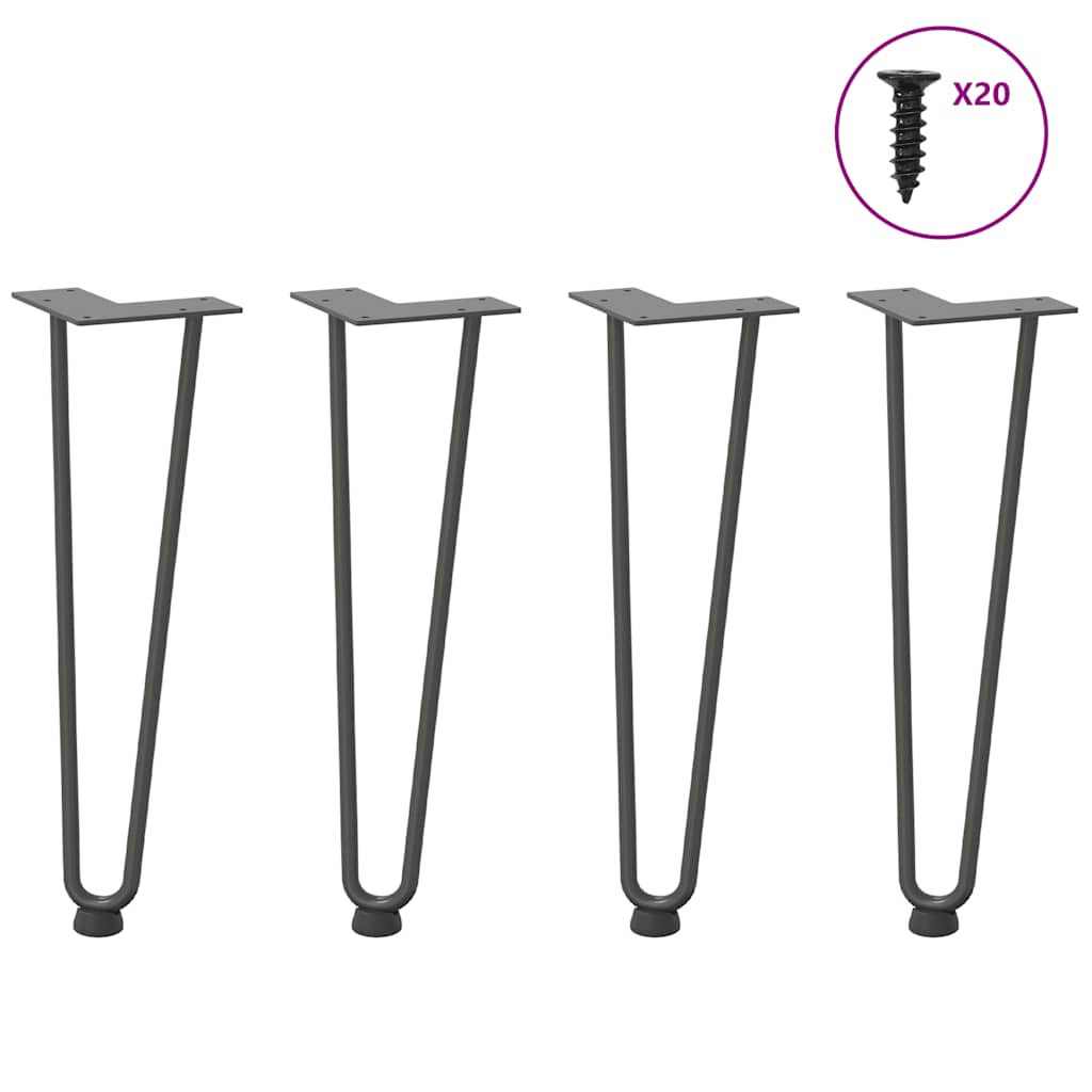 vidaXL Patas de horquilla para mesa de centro (4 unidades, antracita, 42 cm, acero macizo)
