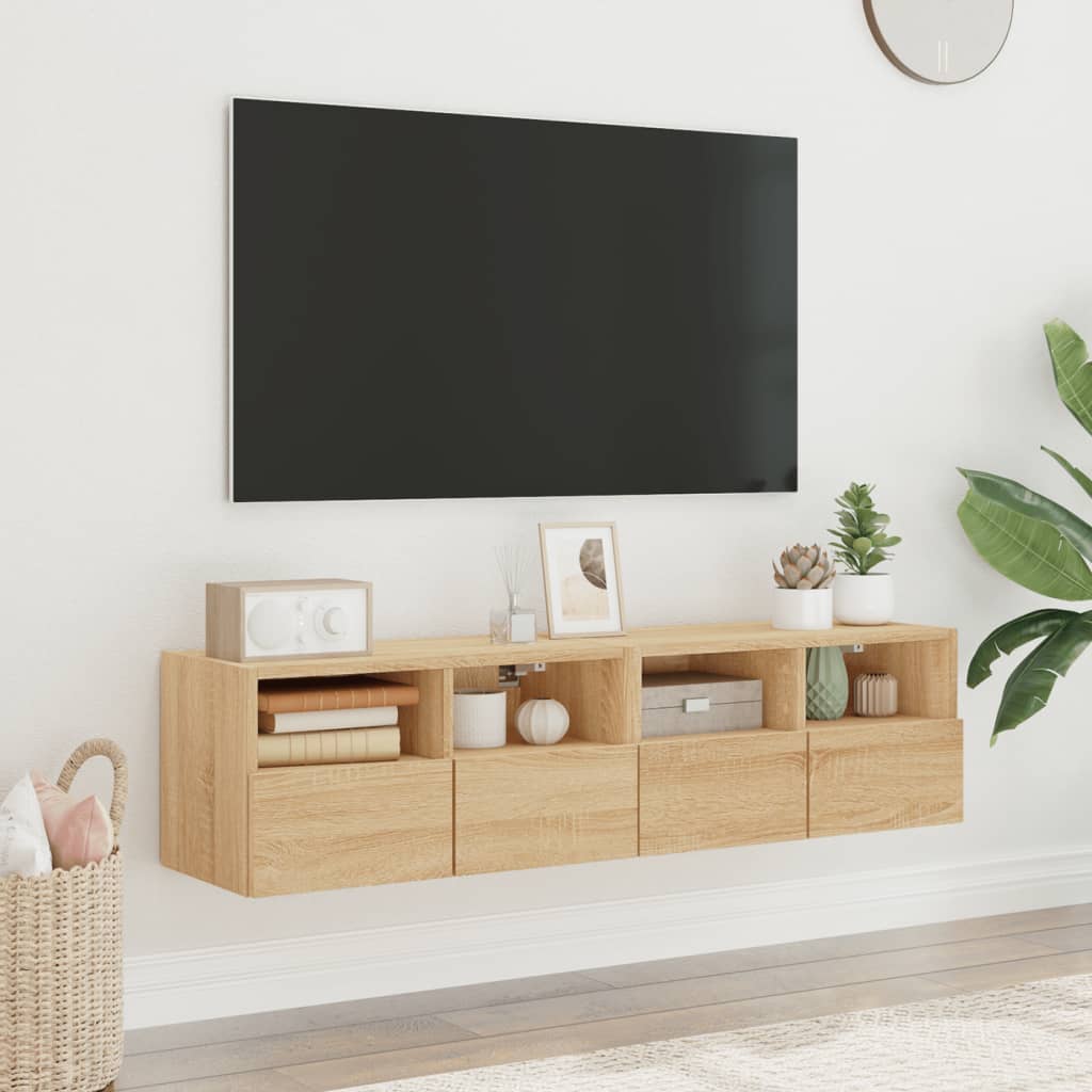 vidaXL Muebles de TV de pared 2 uds madera roble Sonoma 60x30x30 cm