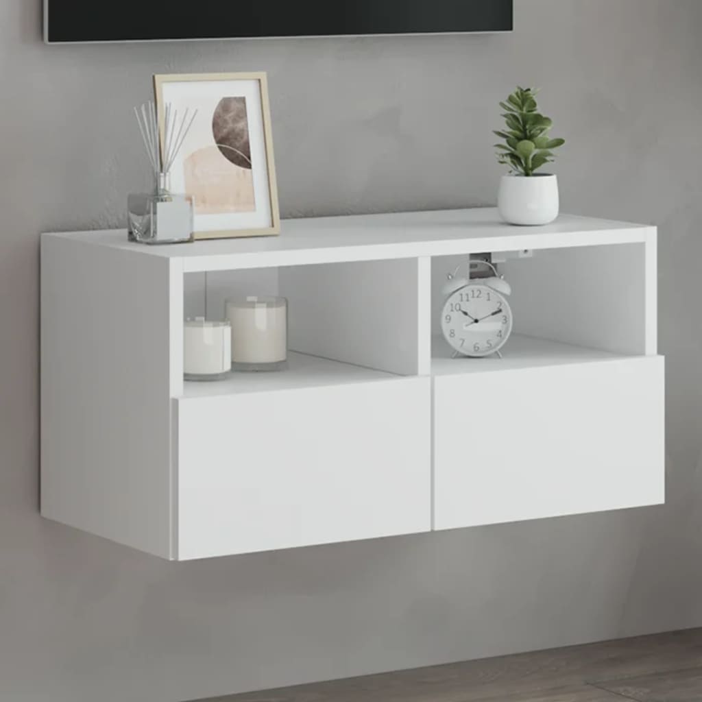 vidaXL Mueble de TV de pared madera de ingeniería blanco 60x30x30 cm