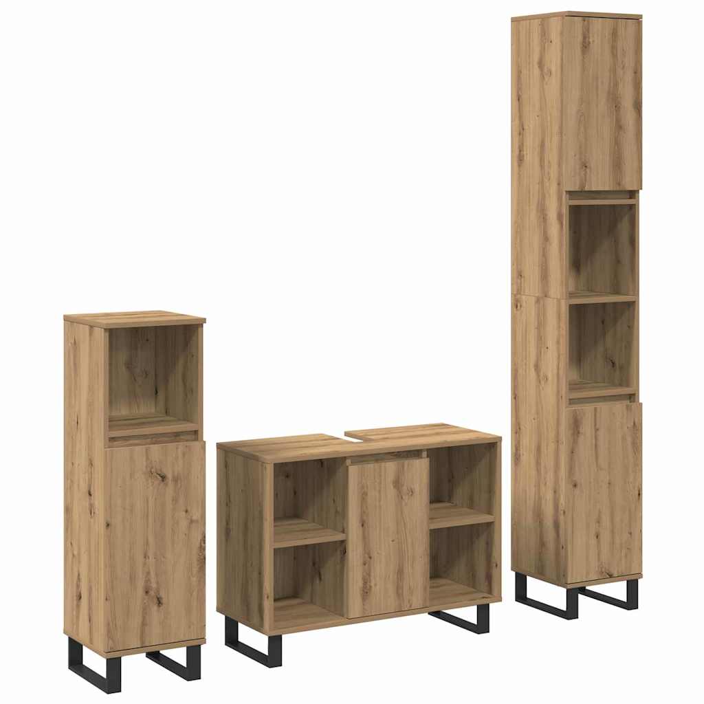 vidaXL Badezimmermöbel Set mit Speicher 3 pcs Braun Holzwerkstoff