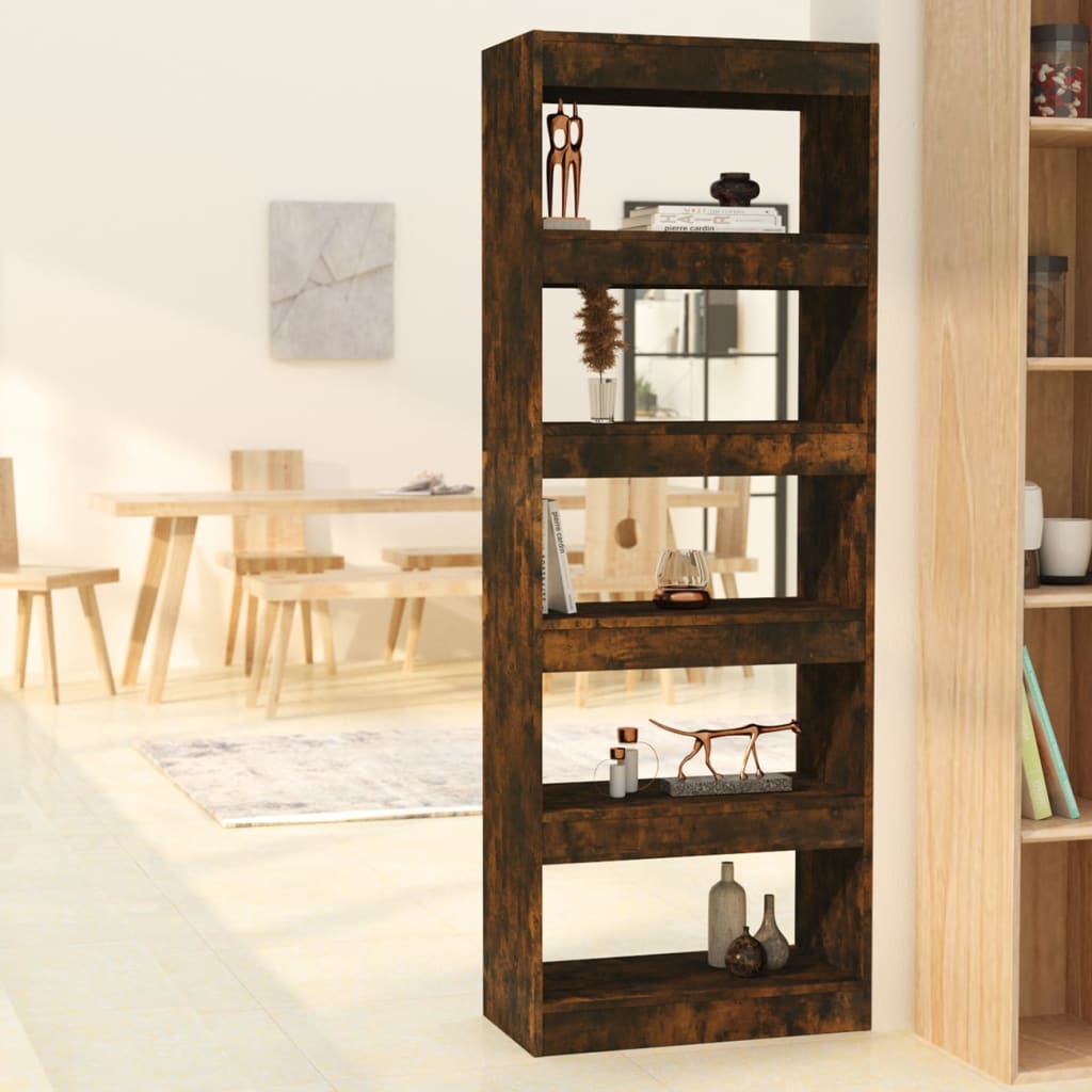 vidaXL Bücherregal/Raumteiler Räuchereiche 60x30x135 cm Holzwerkstoff