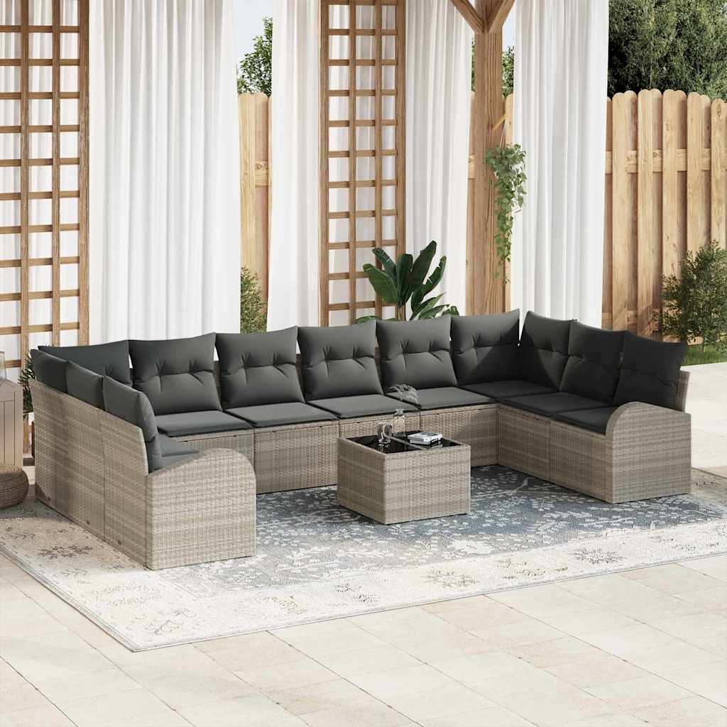 vidaXL Sofa Set 11 pcs Hellgrau Poly-Rattan