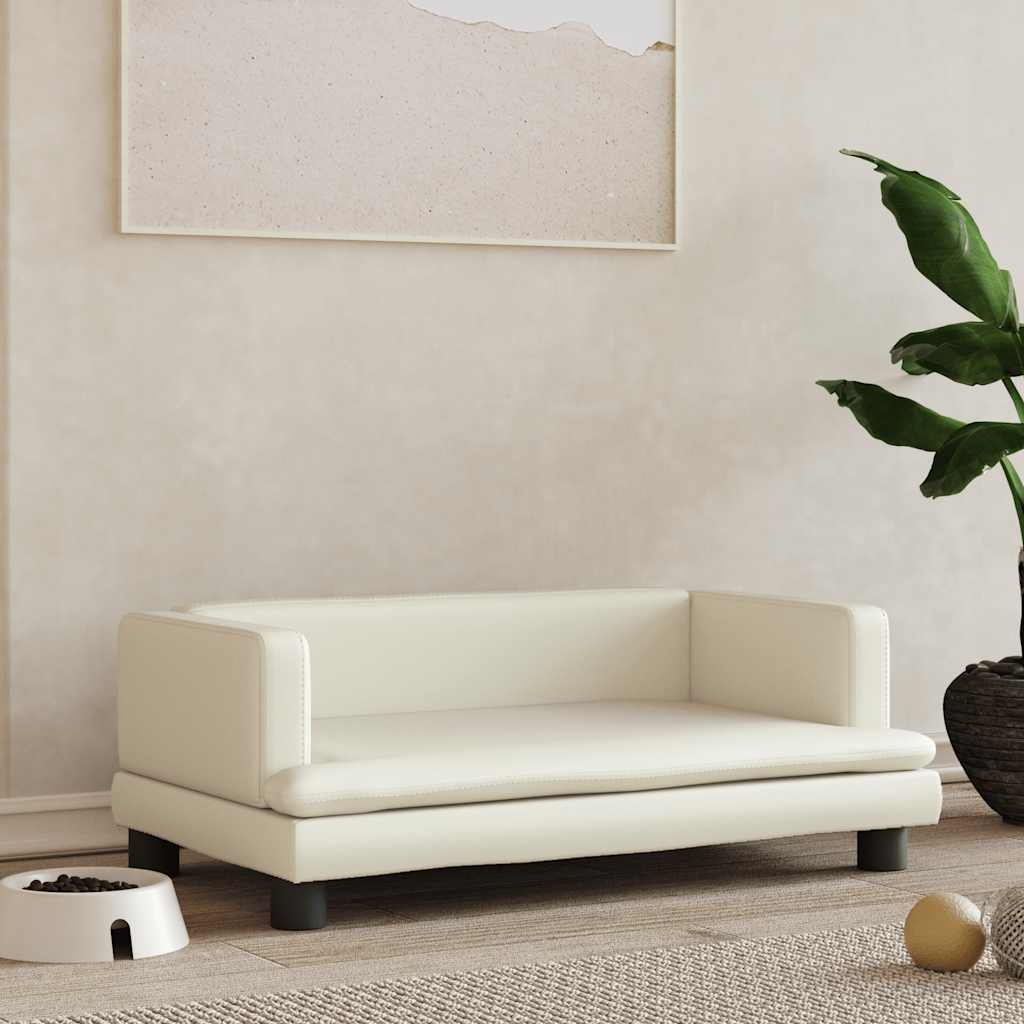 vidaXL Hundebett Creme 80x45x30 cm Kunstleder