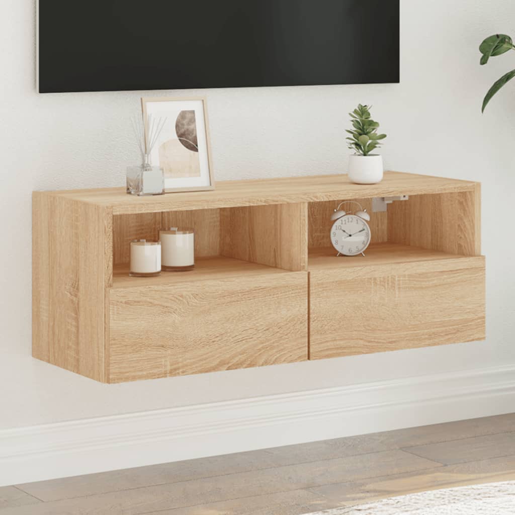 vidaXL Mueble de pared TV madera ingeniería roble Sonoma 80x30x30 cm