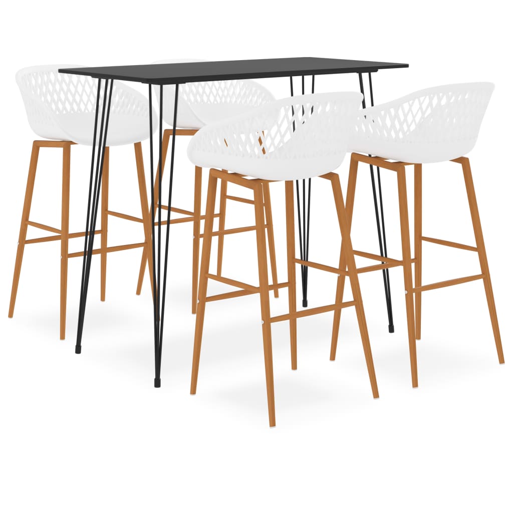 vidaXL Mesa alta y taburetes de bar 5 piezas negro y blanco