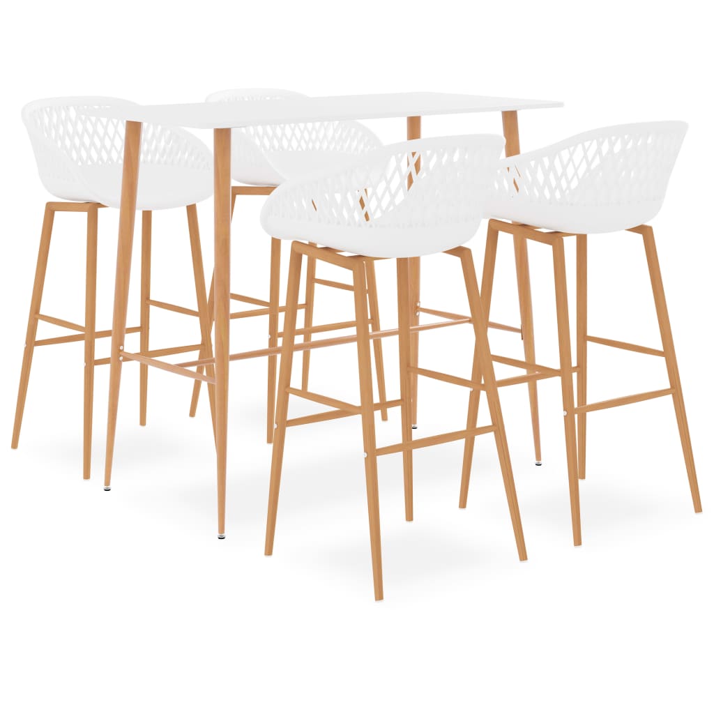 vidaXL Mesa alta y taburetes de bar de 5 piezas blanco