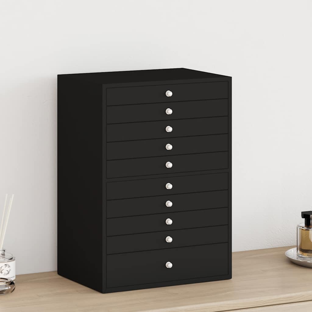 vidaXL Schmuckkästchen 10-lagig mit Uhrenhaltern Schwarz 29x20,5x40,5 cm - Image 3