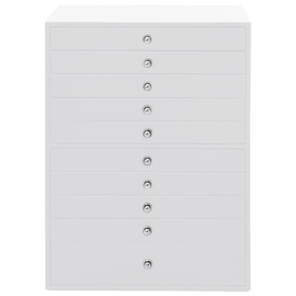 vidaXL Schmuckkästchen 10-lagig mit Uhrenhaltern Weiß 29x20,5x40,5 cm - Image 4