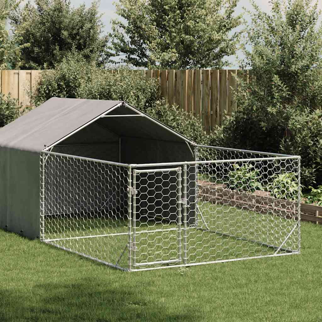 vidaXL Niche d'extérieur pour chien enclos 5x2x1,5 m acier galvanisé