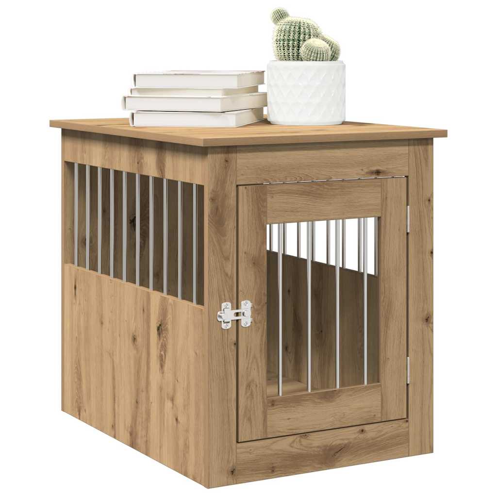vidaXL Meuble de cage pour chiens chêne artisanal 55x75x65 cm - Image 3