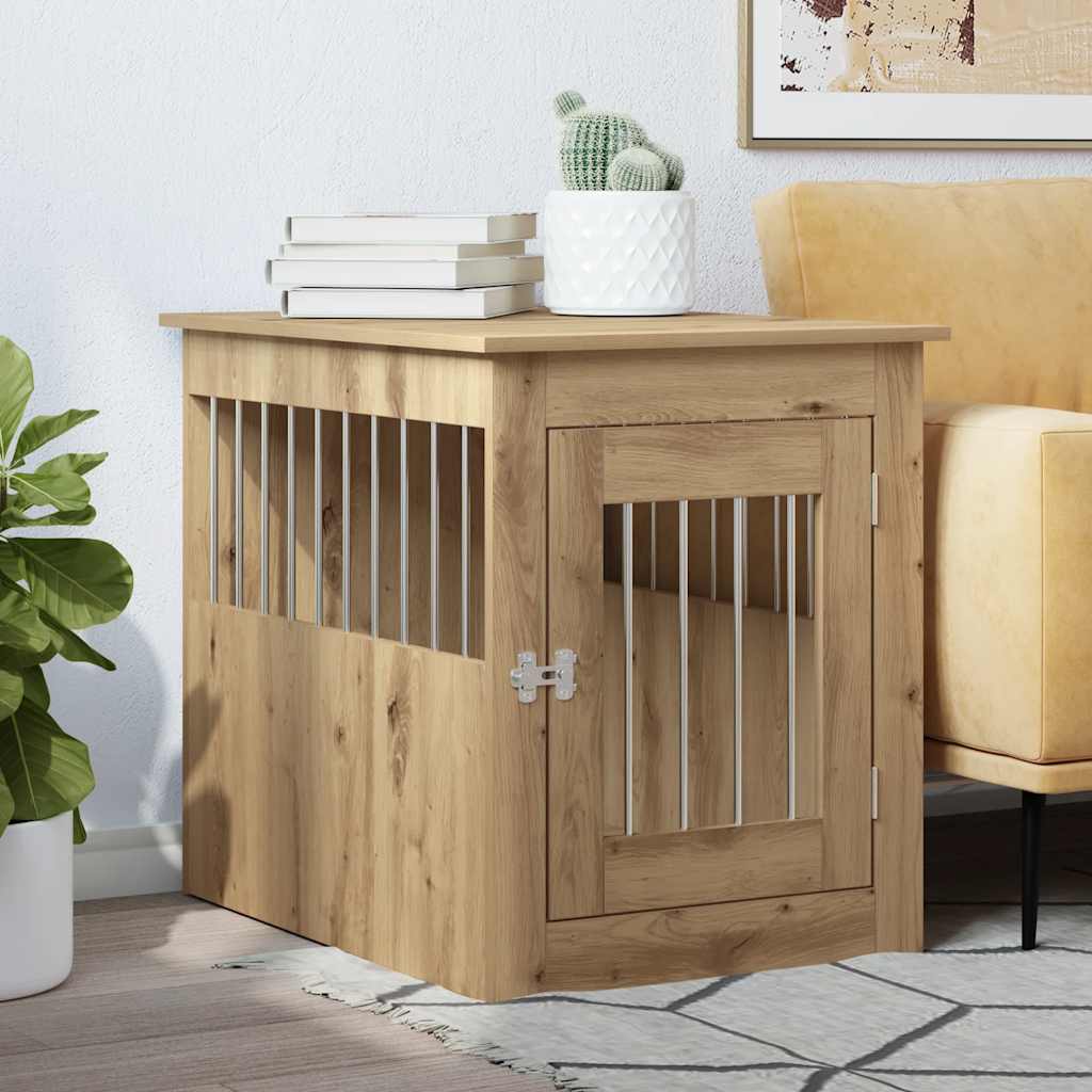 vidaXL Meuble de cage pour chiens chêne artisanal 55x75x65 cm