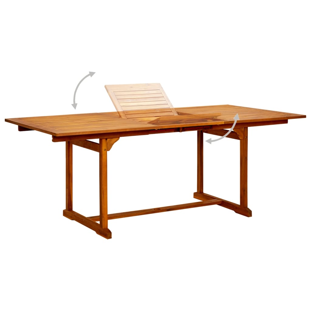 vidaXL Table à dîner de jardin (150-200)x100x75cm Bois d'acacia massif - Image 3