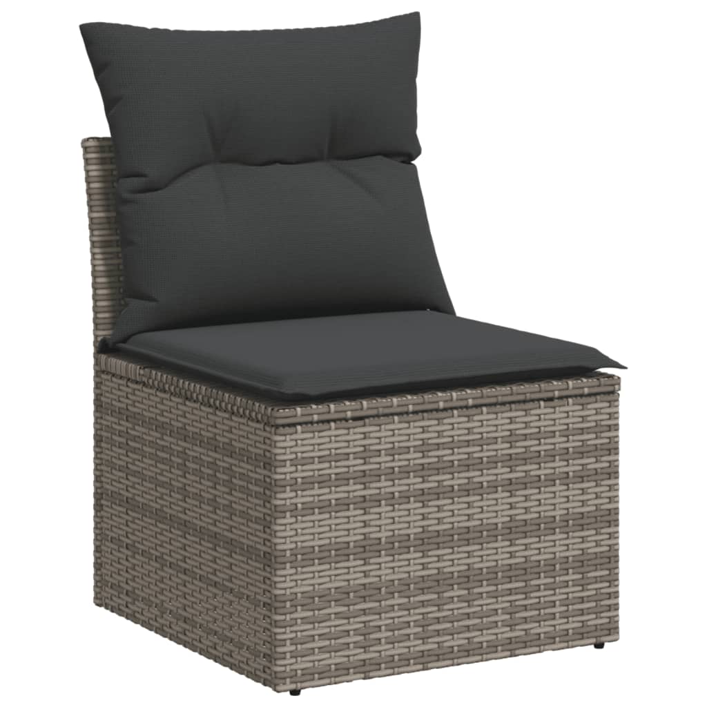 vidaXL Salon de jardin avec coussins 7 pcs gris résine tressée - Image 3