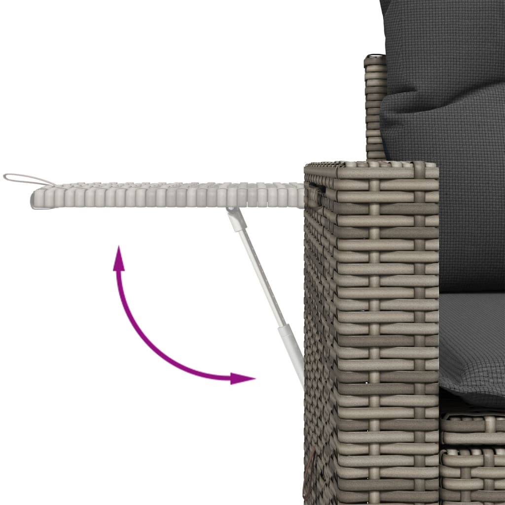vidaXL Salon de jardin avec coussins 7 pcs gris résine tressée - Image 5