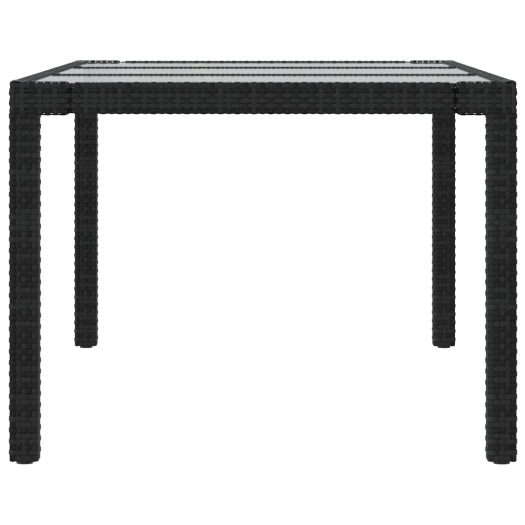 vidaXL Table de jardin Noir 190x90x75 cm Verre trempé/résine tressée - Image 4