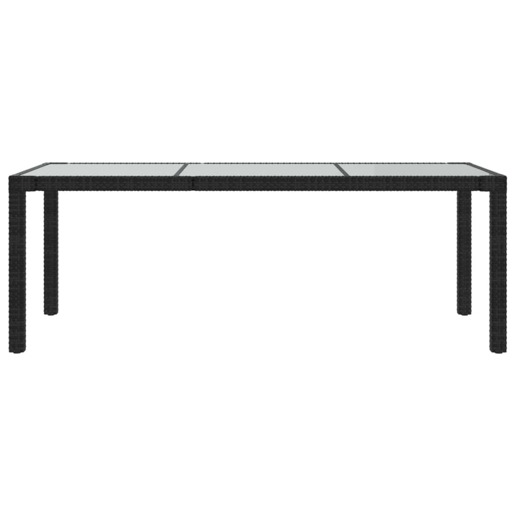 vidaXL Table de jardin Noir 190x90x75 cm Verre trempé/résine tressée - Image 3