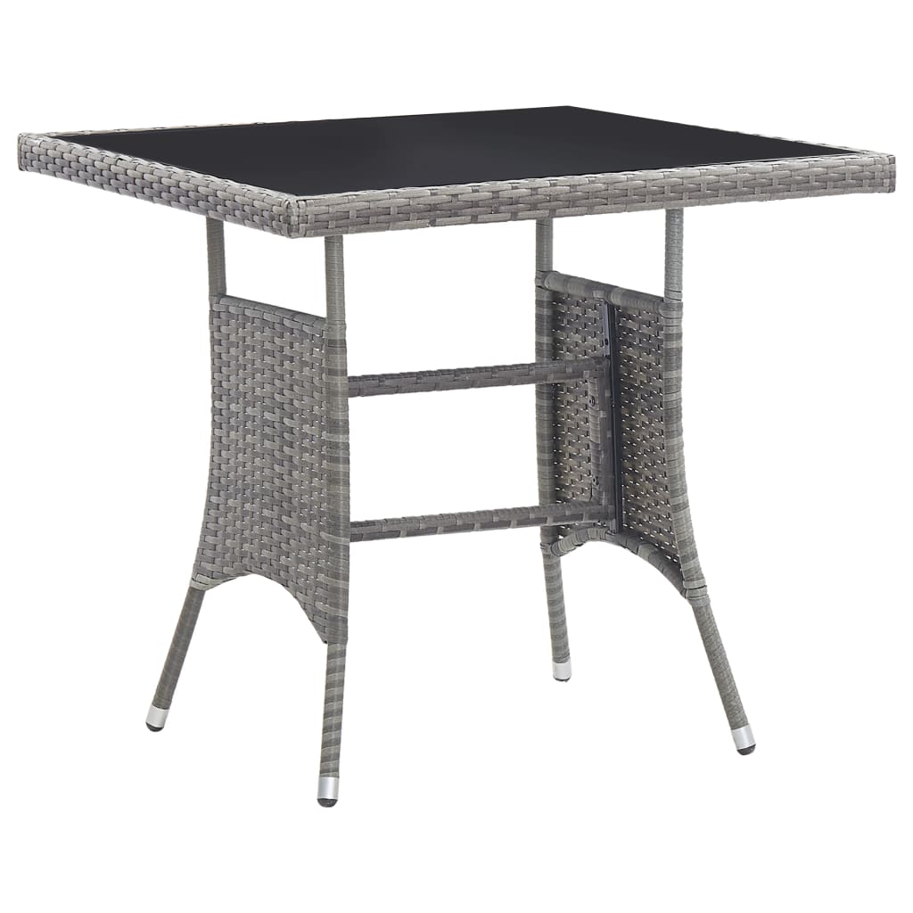 vidaXL Table de jardin gris 80x80x74 cm résine tressée