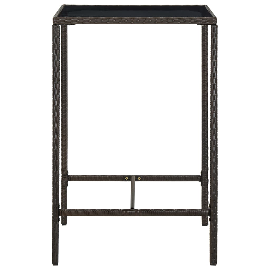 vidaXL Table de bar de jardin Marron 70x70x110 cm Résine tressée verre - Image 3