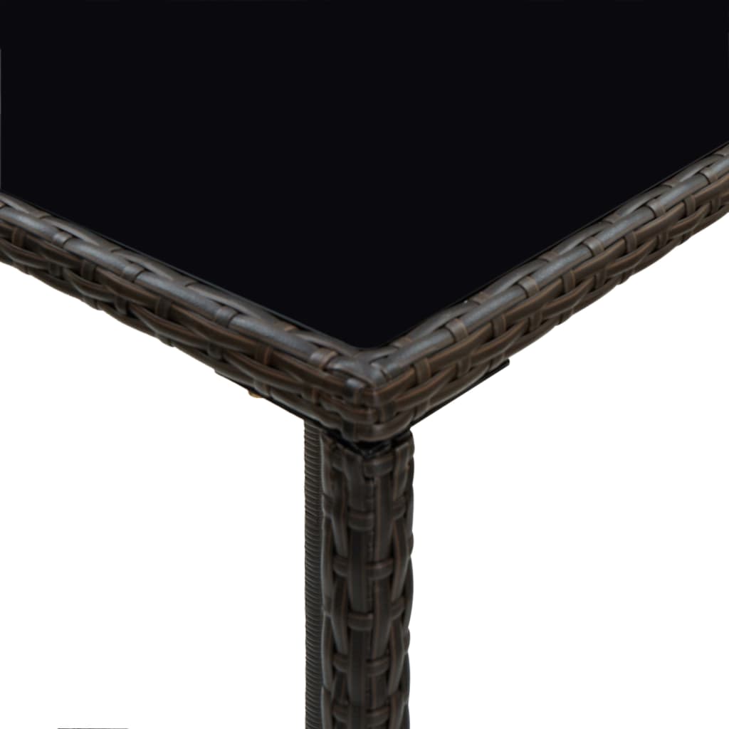 vidaXL Table de bar de jardin Marron 70x70x110 cm Résine tressée verre - Image 5