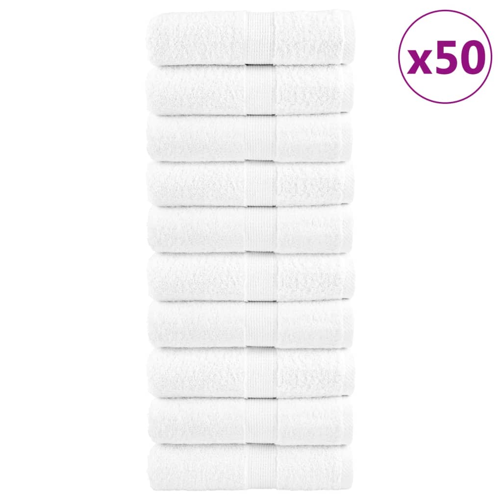 vidaXL Serviettes de toilette premium SOLUND 50 pièces Blanc 30 x 30 cm 600 g/m²