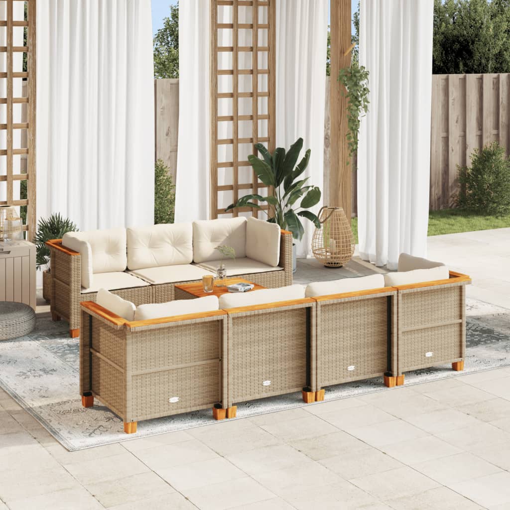 vidaXL Salon de jardin avec coussins 8 pcs beige résine tressée