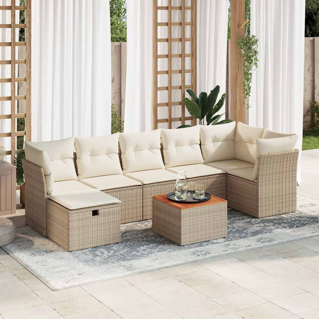 vidaXL Salon de jardin avec coussins 8 pcs beige résine tressée