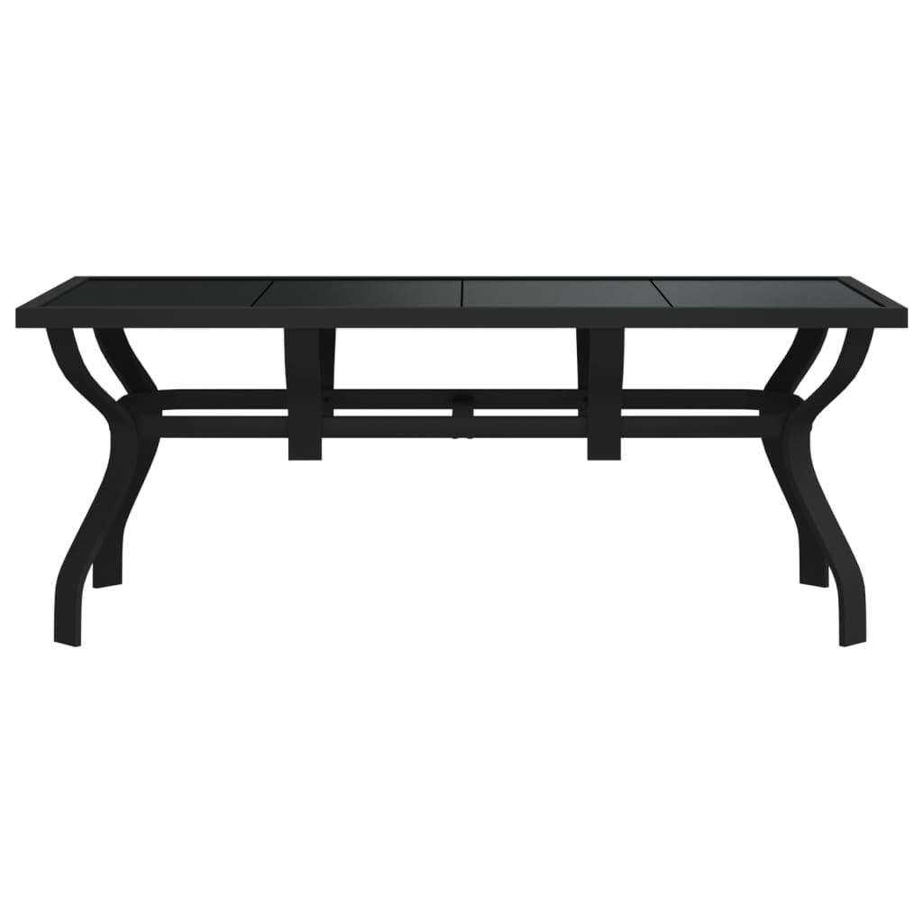 vidaXL Table de jardin Noir 180x80x70 cm Acier et verre - Image 3