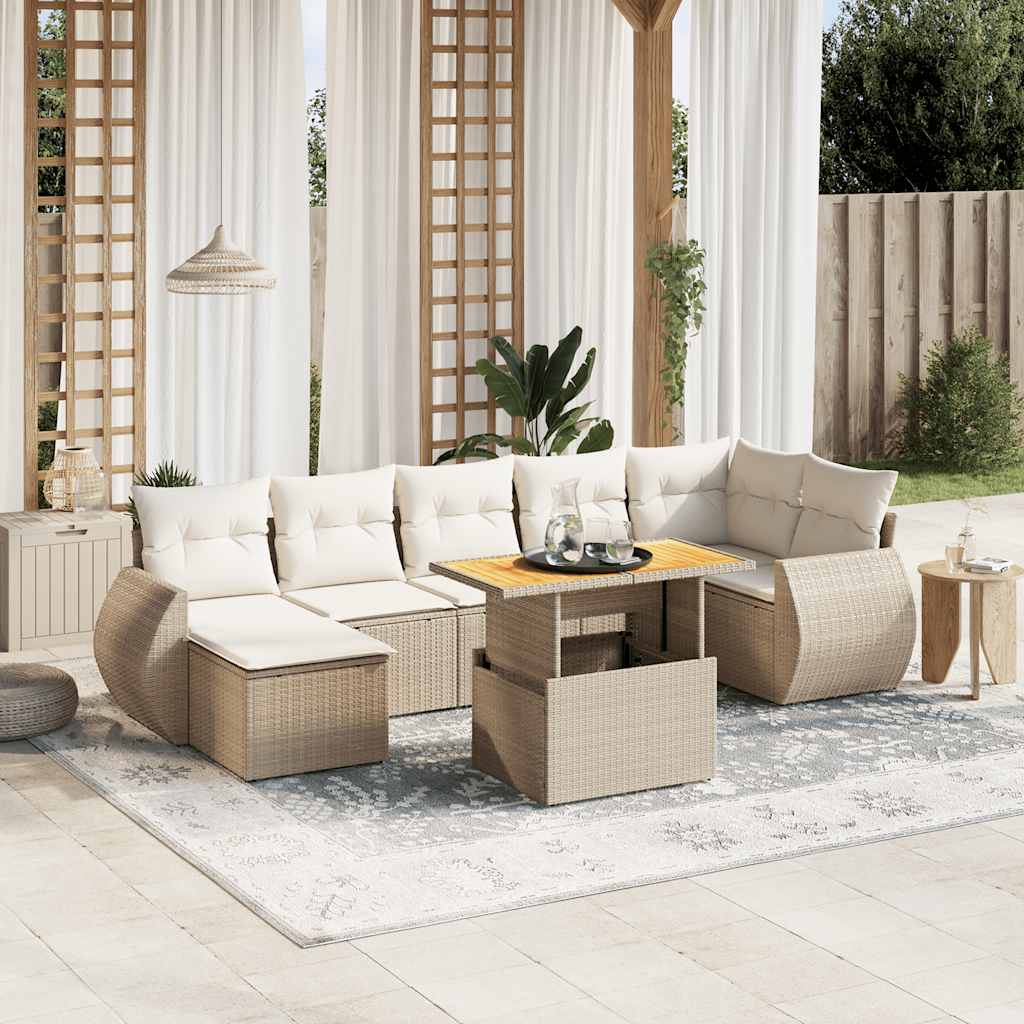 vidaXL Salon de jardin avec coussins 8 pcs beige résine tressée