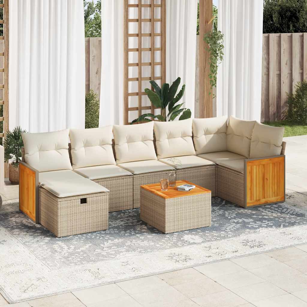 vidaXL Salon de jardin avec coussins 8 pcs beige résine tressée