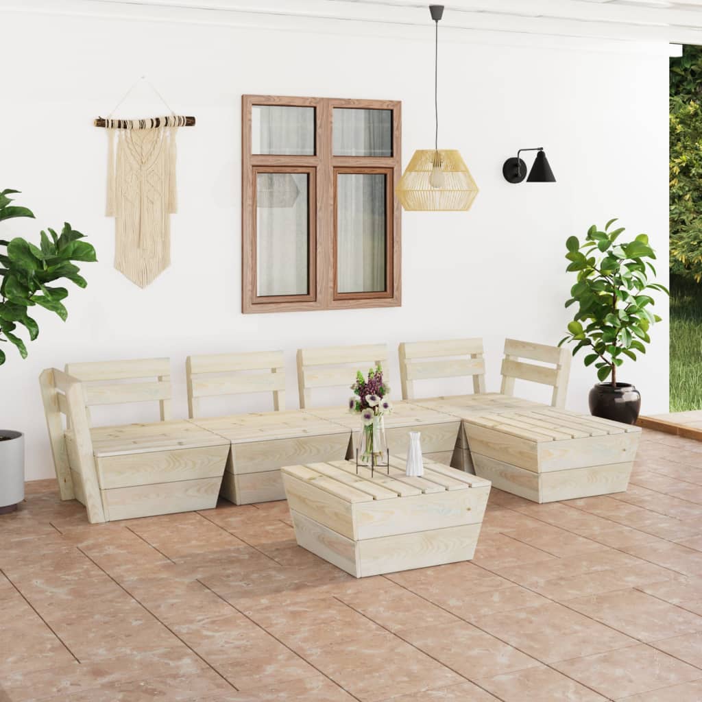 vidaXL Salon de jardin palette 6 pcs Bois d'épicéa imprégné