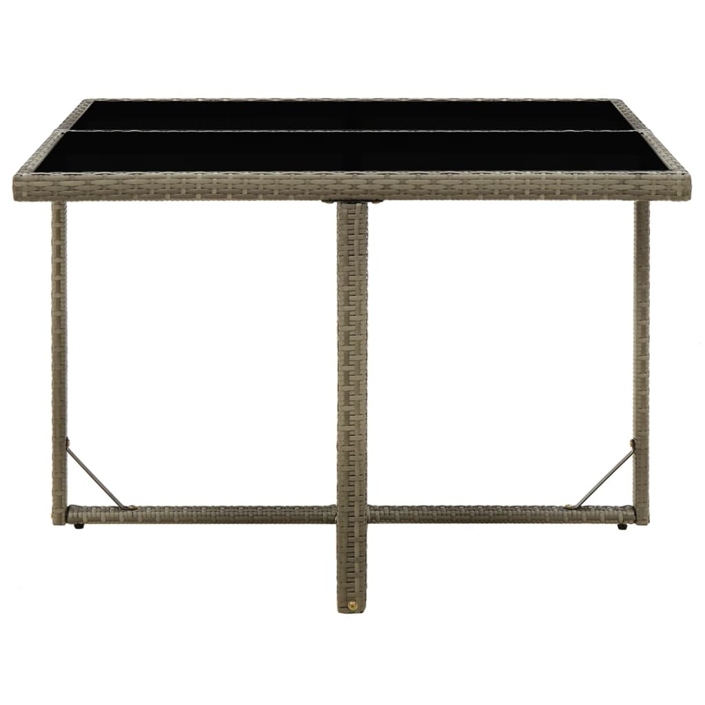 vidaXL Table de jardin Gris 109x107x74 cm Résine tressée et verre - Image 3