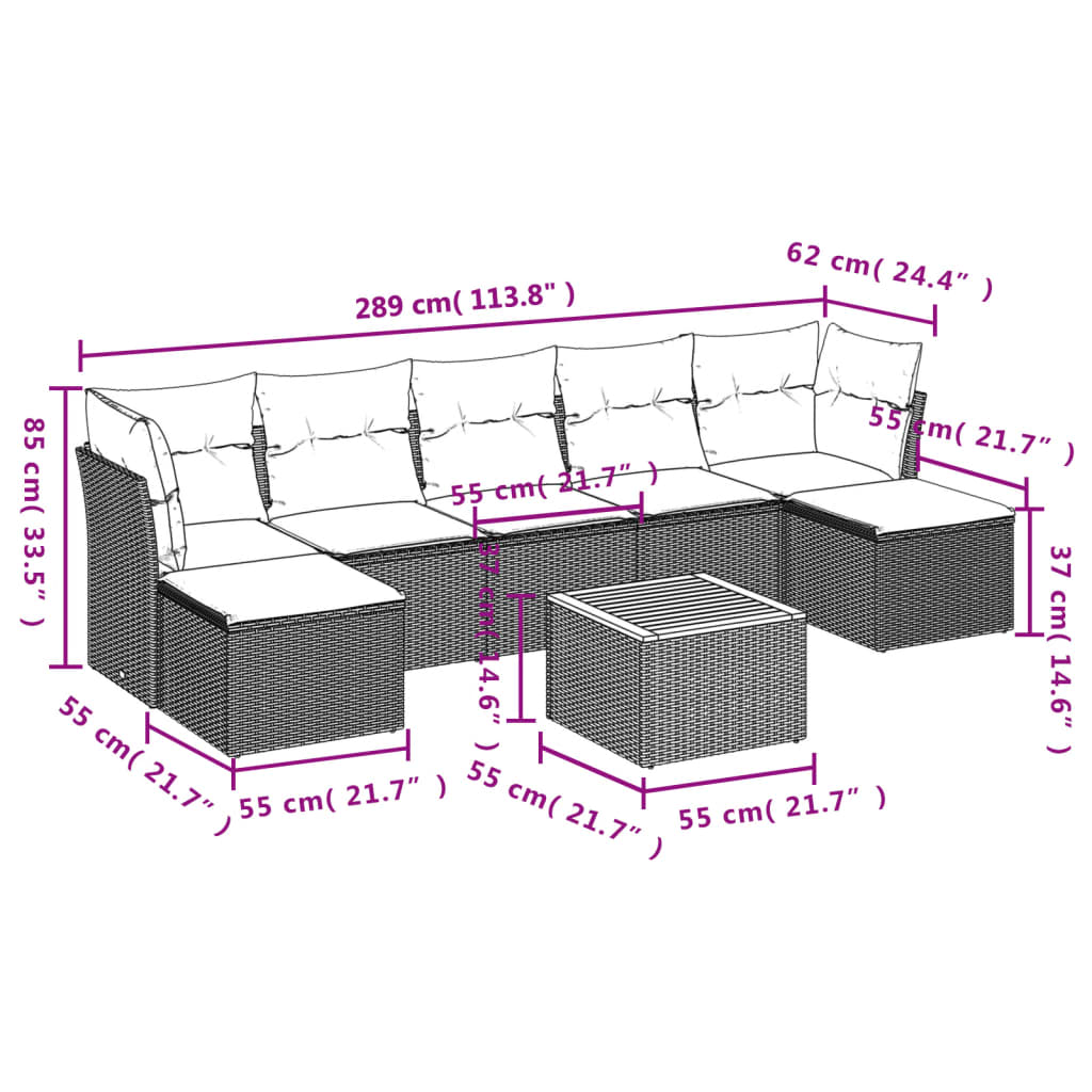 vidaXL Salon de jardin avec coussins 8 pcs beige résine tressée - Image 3