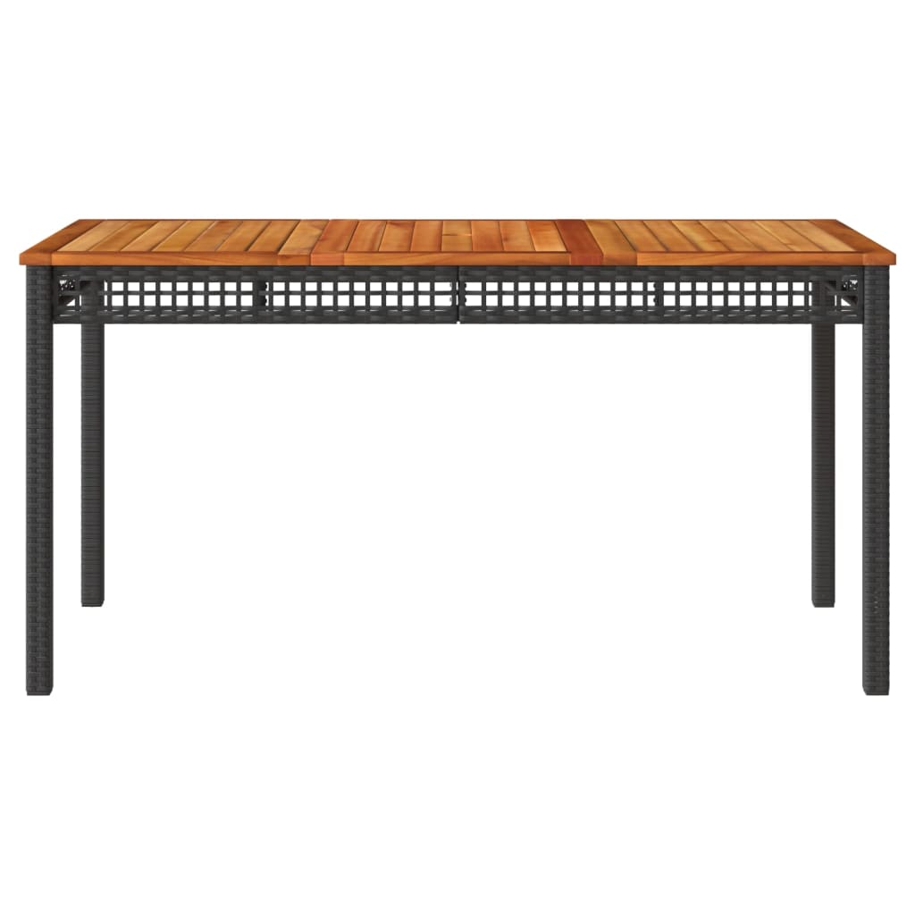 vidaXL Table de jardin noir 140x80x75 cm résine tressée et bois acacia - Image 4