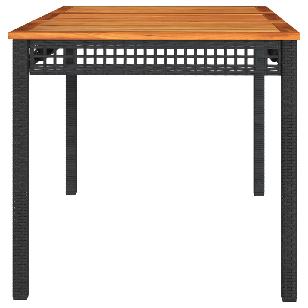 vidaXL Table de jardin noir 140x80x75 cm résine tressée et bois acacia - Image 5