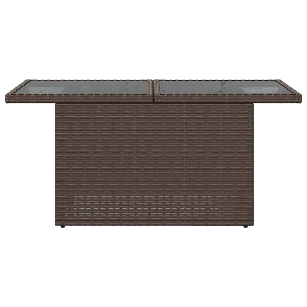 vidaXL Table de jardin dessus en verre marron 100x55x73 cm poly rotin - Image 5
