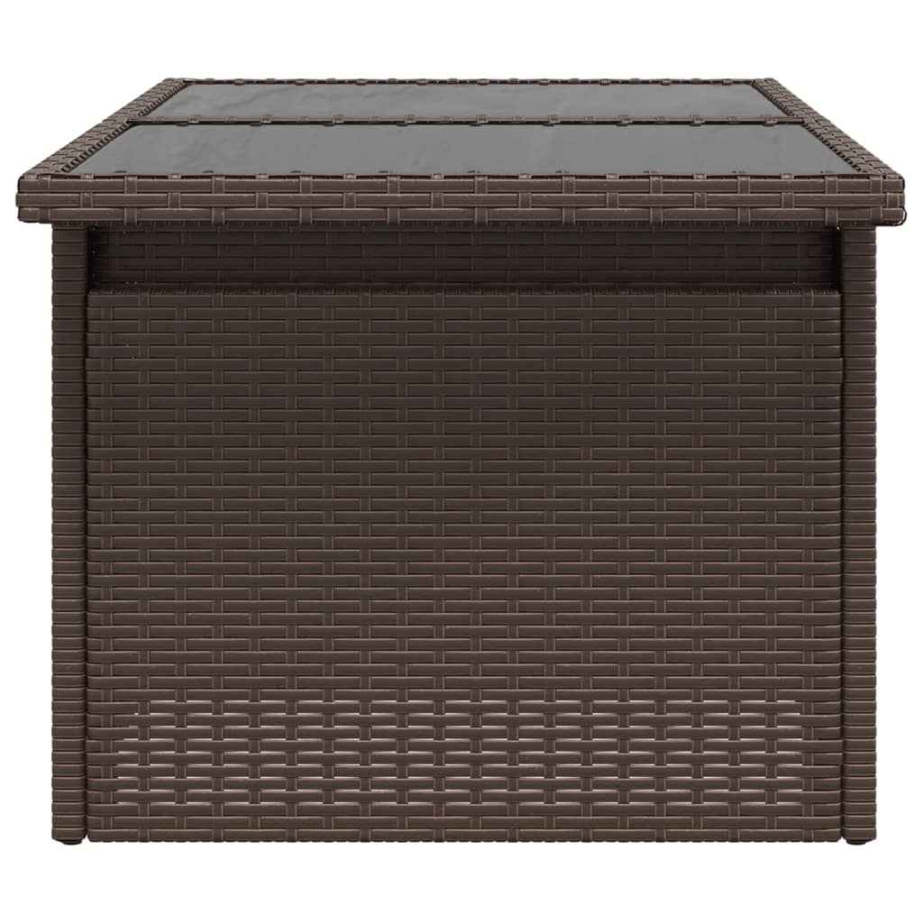 vidaXL Table de jardin dessus en verre marron 100x55x73 cm poly rotin - Image 6