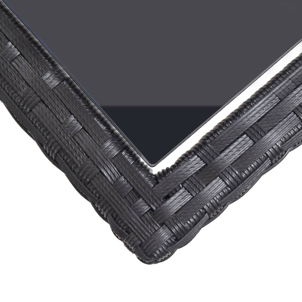 vidaXL Table de jardin Noir 110x53x72 cm Verre et résine tressée - Image 5