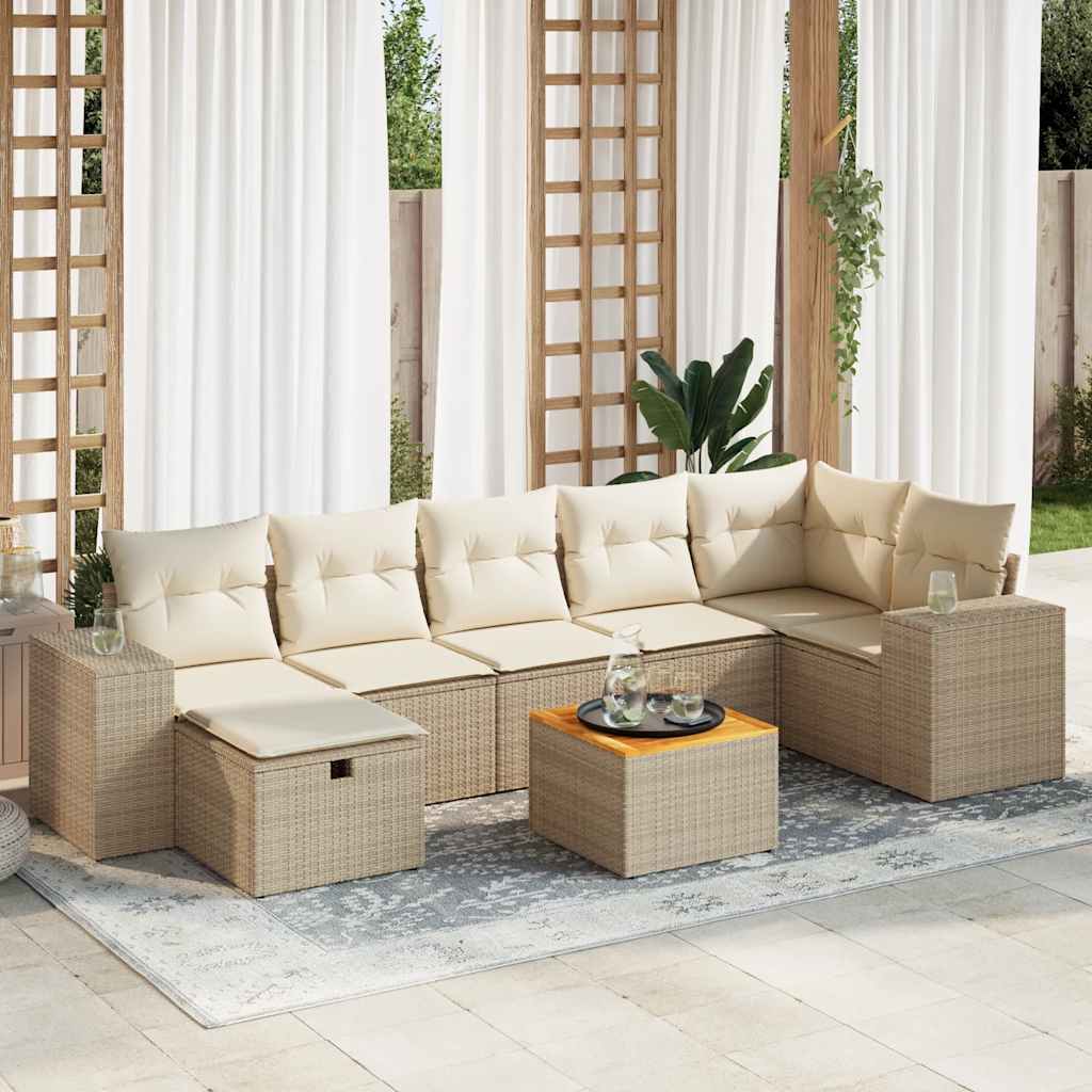 vidaXL Salon de jardin avec coussins 8 pcs beige résine tressée
