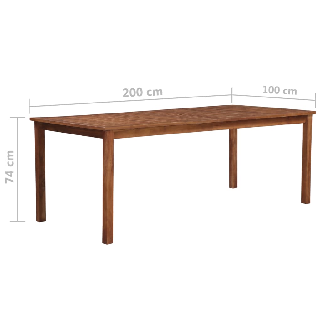 vidaXL Table de jardin 200x100x74 cm Bois d'acacia massif - Image 5