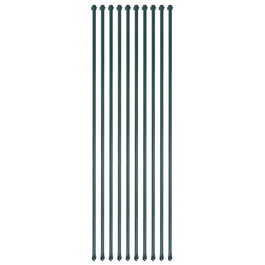 vidaXL Poteau de jardin 10 pcs 1,5 m Métal Vert