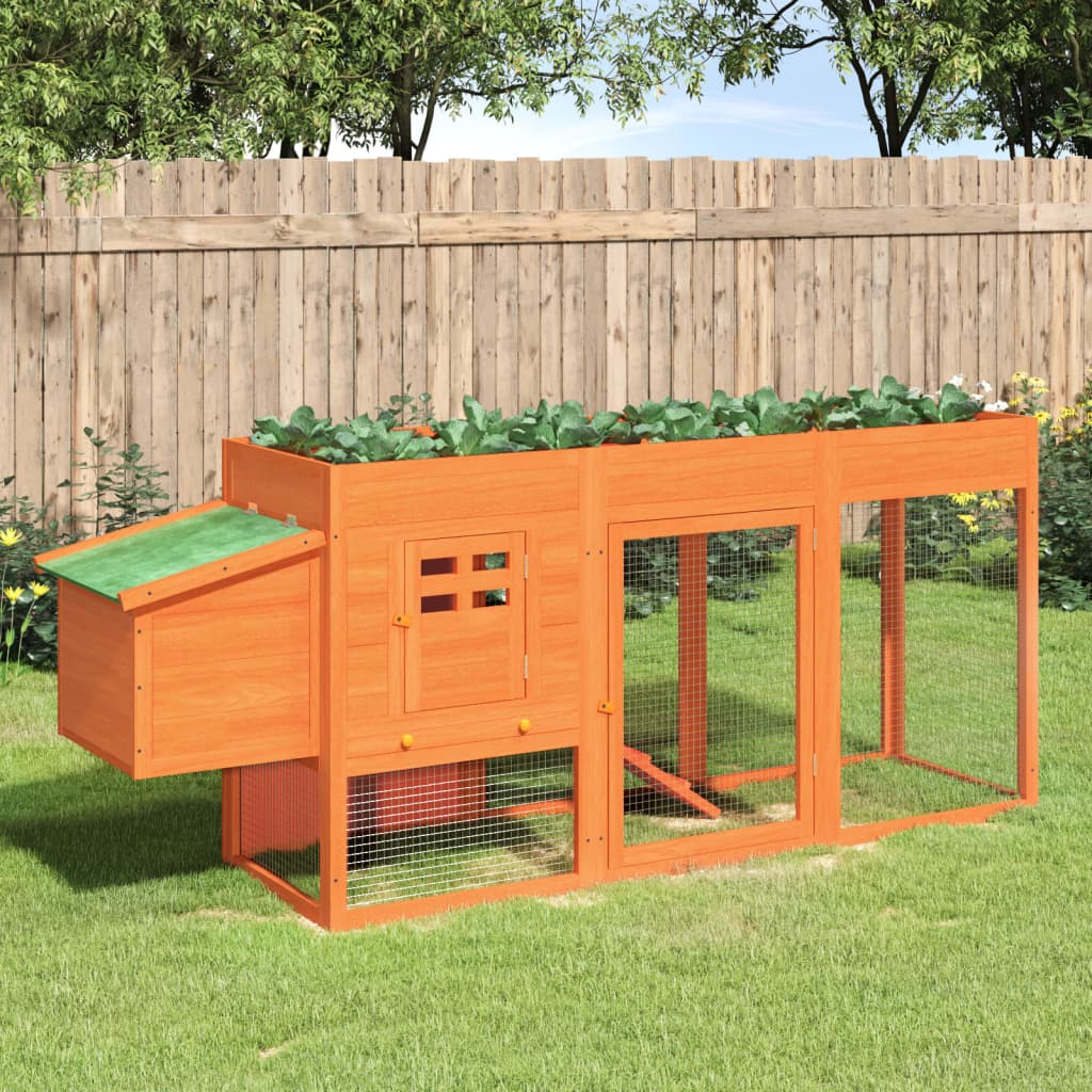 vidaXL Poulailler marron 204x50x84 cm bois massif de pin