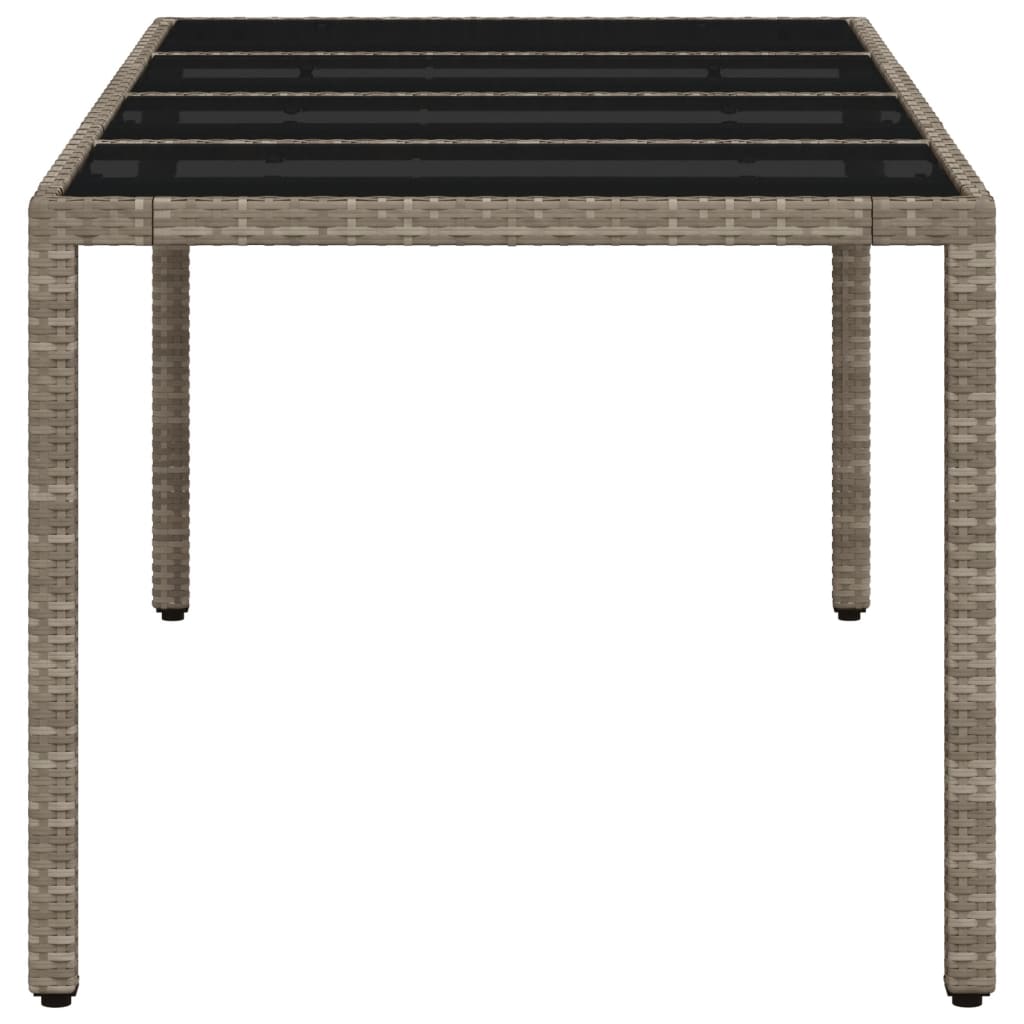 vidaXL Table de jardin dessus en verre gris clair résine tressée - Image 6