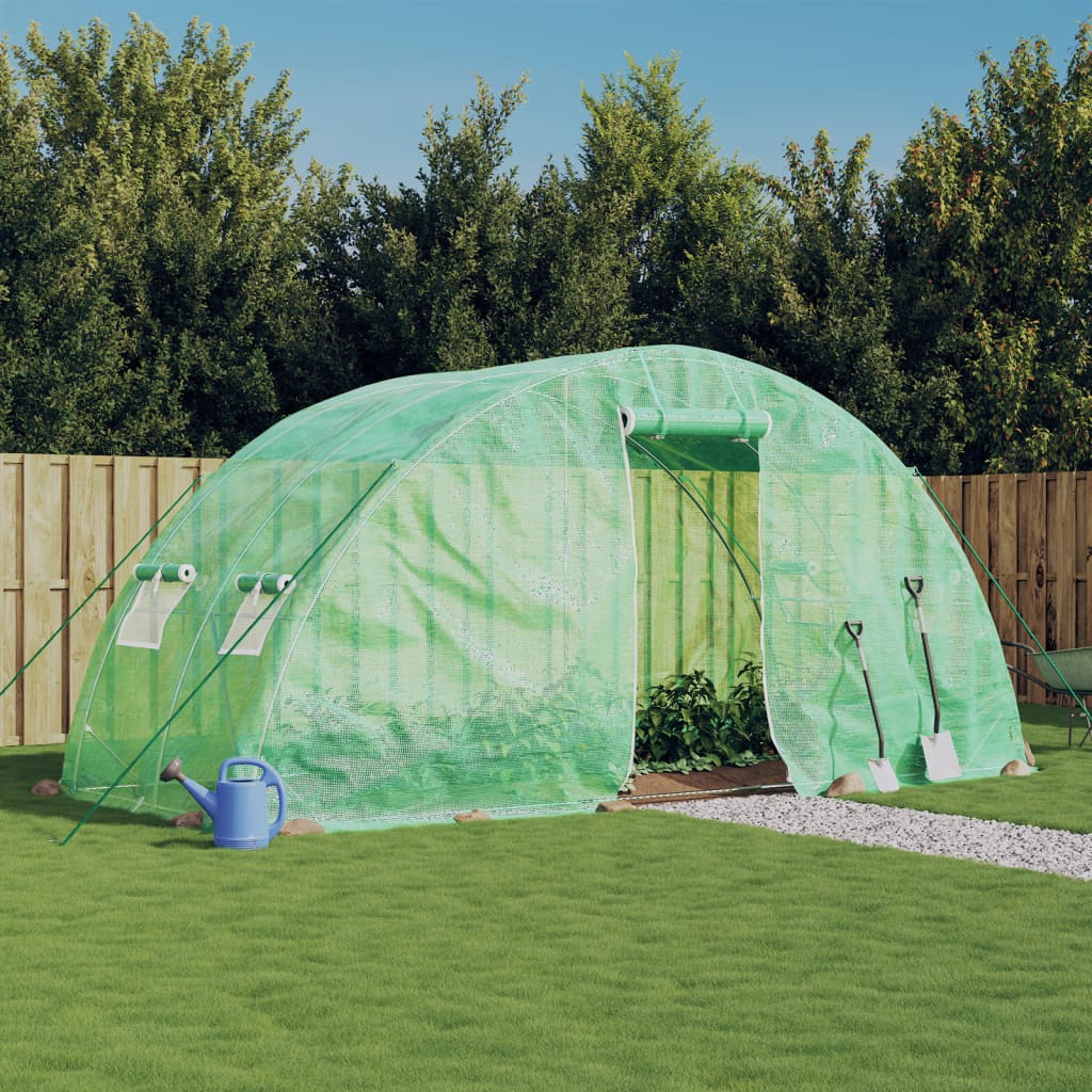 vidaXL Serre avec cadre en acier vert 10 m² 5x2x2,3 m