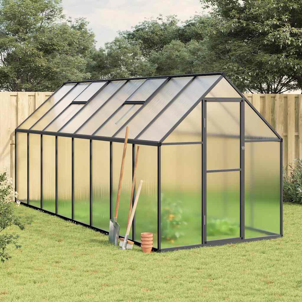 vidaXL Serre avec cadre de base anthracite 445x169x195 cm aluminium
