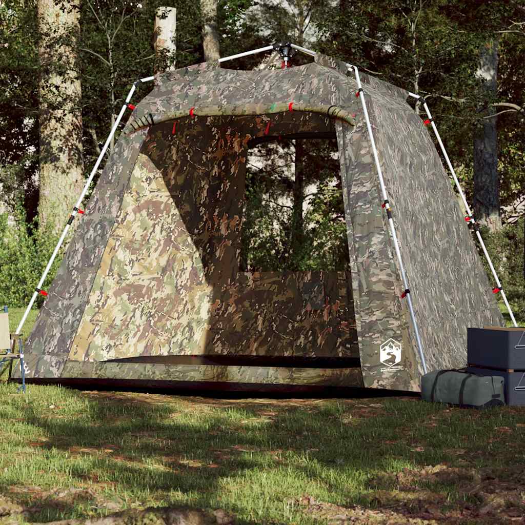 vidaXL Tente de pêche 4 personnes camouflage libération rapide