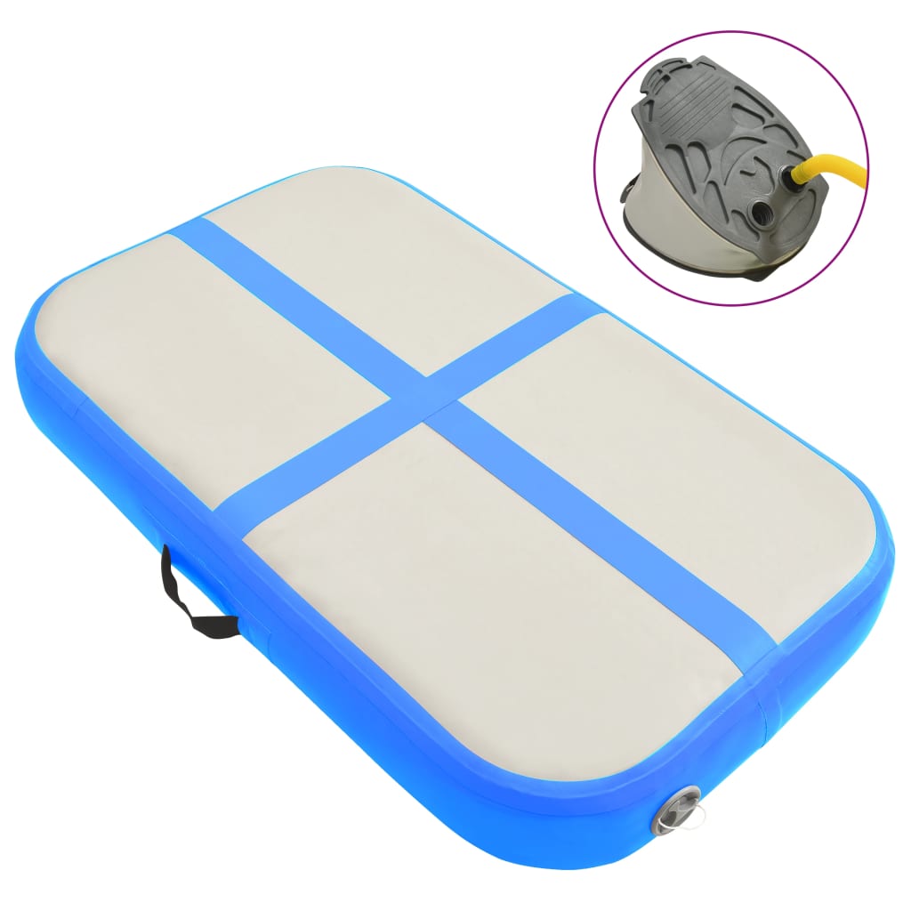 vidaXL Tapis gonflable de gymnastique avec pompe 60x100x10 cm PVC Bleu